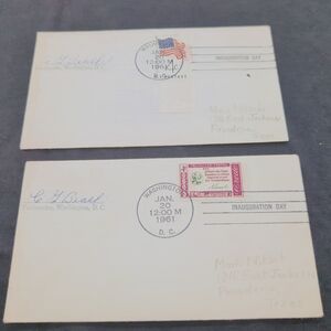 2 - 1961 John F Kennedy Inauguration Day Cover Envelopes Signed C. G. Beall